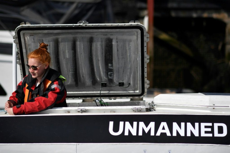 Engineering student Meirwen Jenking-Rees working aboard the Mayflower 400
