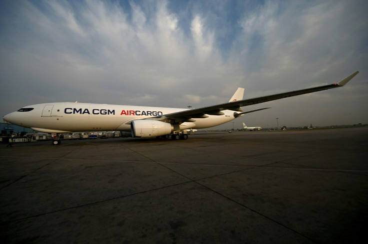 A cargo plane loaded with Covid-19 medical supplies from France arrives in New Delhi