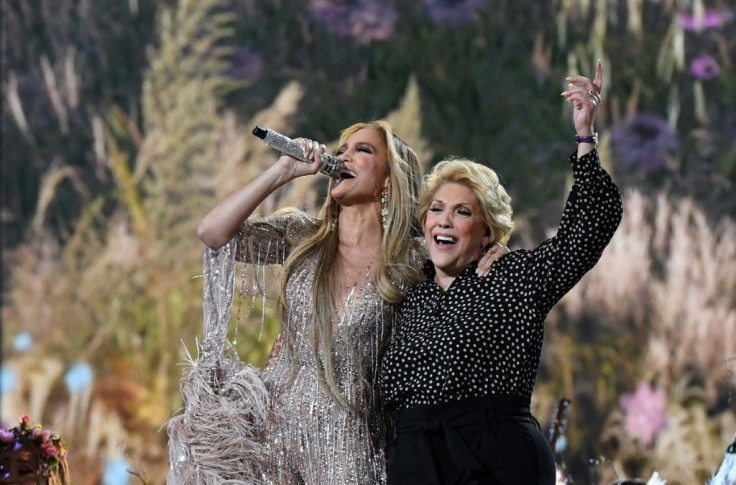 Jennifer Lopez performs with her mother Guadalupe Rodriguez at the 'Vax Live' concert, which will be aired on May 8