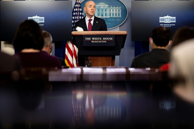 US Secretary of Homeland Security Alejandro Mayorkas, shown here at the White House on March 1, 2021, said the four mothers had fled "extremely dangerous" situations