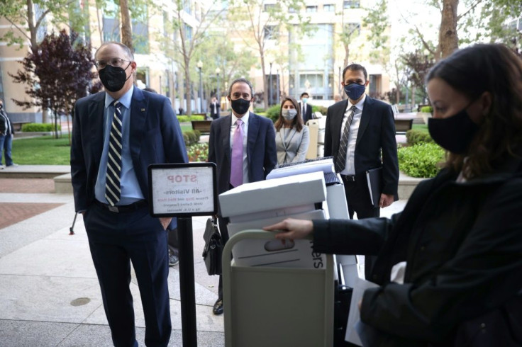 Epic CEO Tim Sweeney arrives at federal court in Oakland, California for a trial pitting the maker of the popular video game Fortnite against Apple in a case with big implications for the future of the online App Store