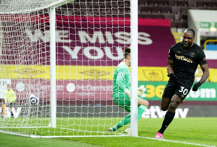 Two good: Michail Antonio (right)scored twice as West Ham beat Burnley 2-1