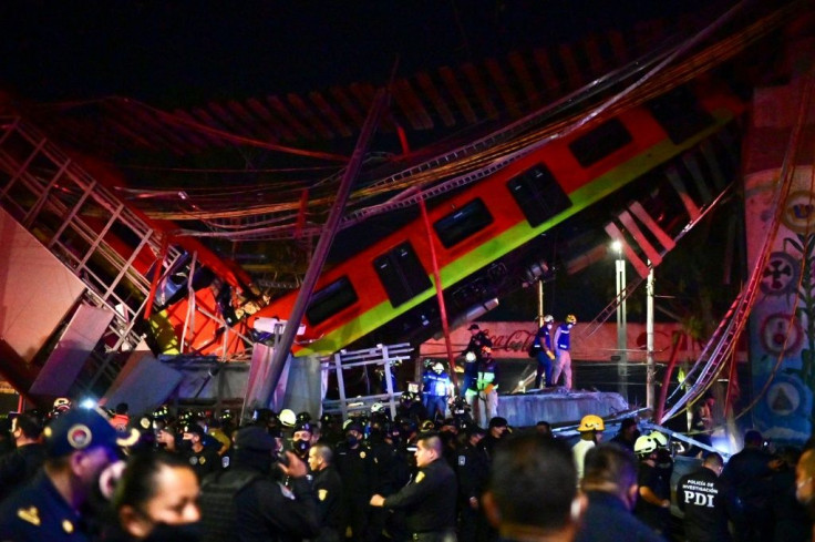 The Mexico City elevated metro line collapsed as a train was passing