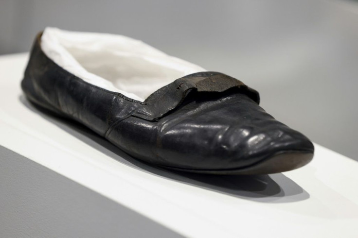 Napoleon's leather slipper is on display during the exhibition 'Napoleon: From Waterloo to Saint Helena, birth of the legend'