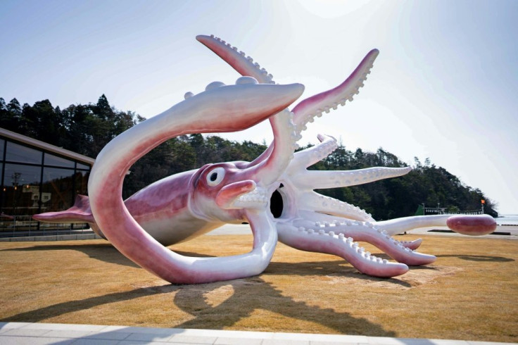 The huge pink monument with its tentacles outstretched was unveiled in March by the coastal town of Noto in central Japan as a proud nod to its local delicacy