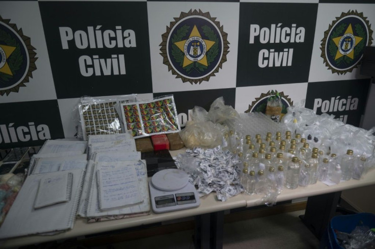 View of drugs seized during a police operation against alleged traffickers at the Jacarezinho favela in Rio de Janeiro
