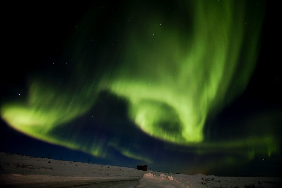 Aurora borealis fill the sky over Finnmark during the 1000 km long Finnmarkslopet, worlds northernmost sled dog race, taking place in Finnmark county, northern Norway on March 13, 2011. 
