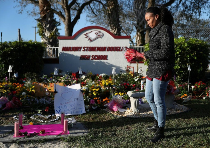 A memorial was set up at the Marjory Stoneman Douglas High School in Parkland, Florida on the anniversary of the February 14, 2018 mass shooting
