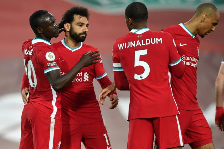 Liverpool striker Sadio Mane (left) celebrates his goal against Southampton