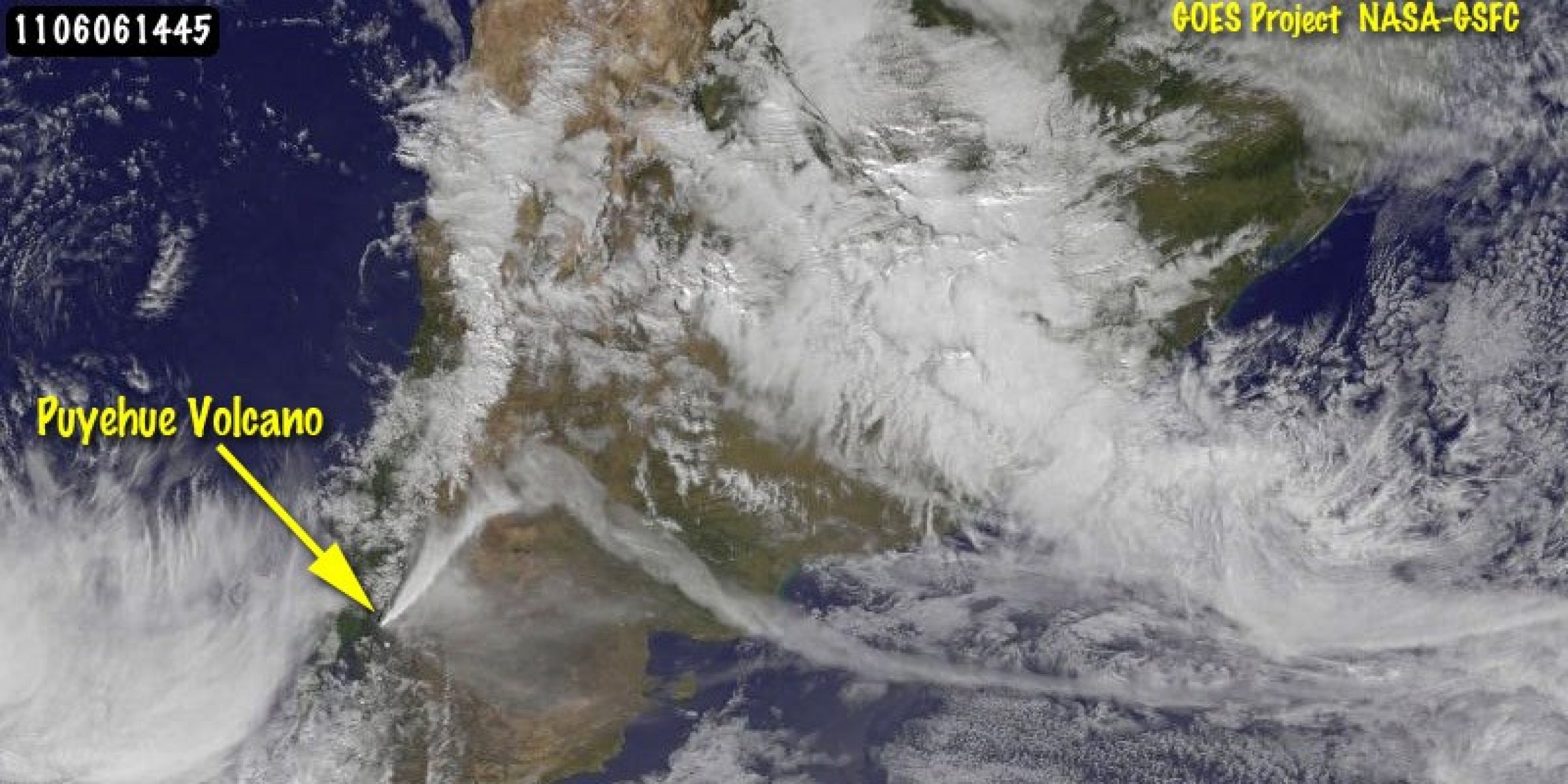 NASA captures Chilean Volcano ash plumes from space