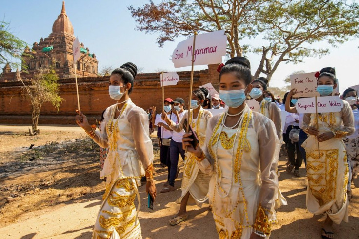 Myanmar's economy -- reeling as workers nationwide down tools rather than cooperate under military rule -- is expected to contract by a staggering 10 percent in 2021