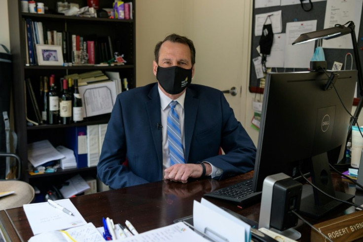 Robert Byrnes in his office at the East Midtown Partnership business association