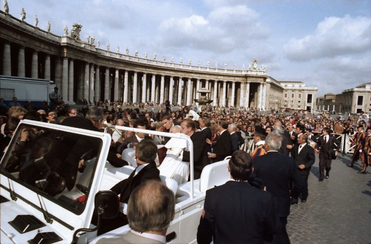 Pope John Paul II collapsed in the papal Jeep after being shot in Saint Peter's Square in Rome on May 13, 1981