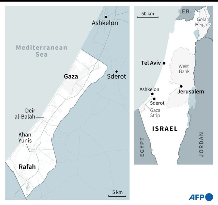 Map locating Israel and the Gaza Strip