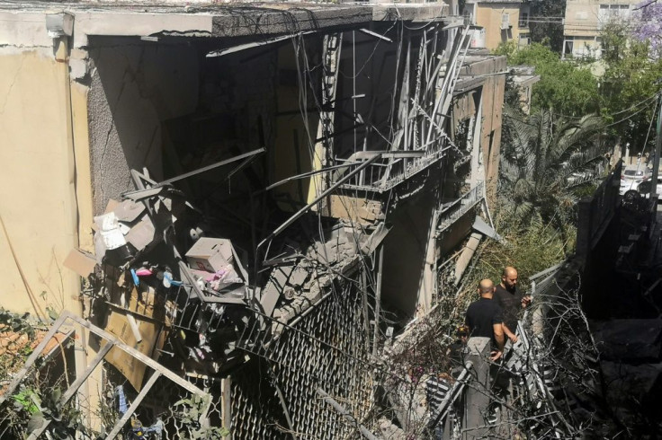 A building damaged by the first rocket strike in Givatayim's history