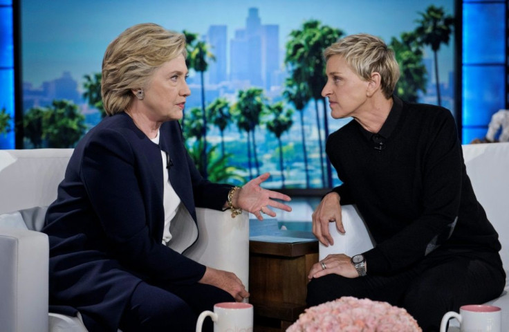 DeGeneres talks to Hillary Clinton during the 2016 presidential election campaign