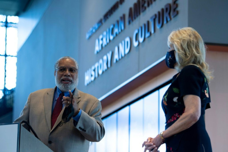 US First Lady Jill Biden wore her mask during a visit to the Smithsonian's National Museum of African American History and Culture