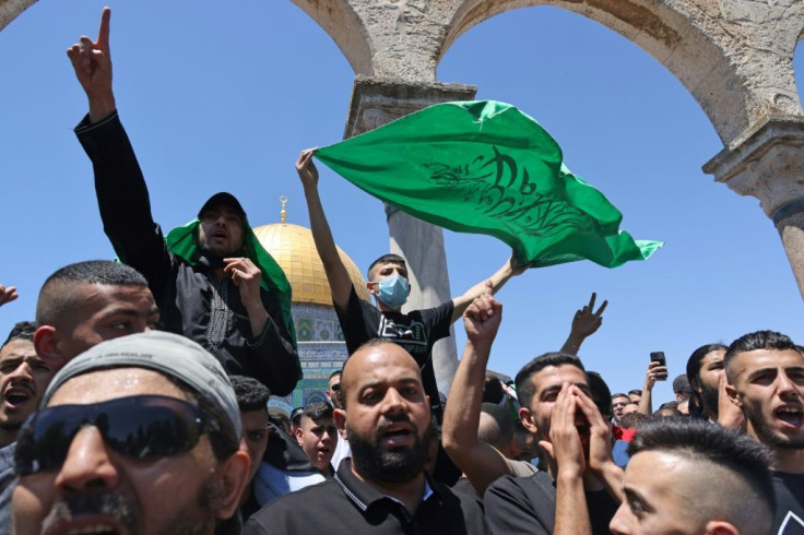 Worshippers chant pro-Hamas slogans at Jerusalem's flashpoint Al-Aqsa mosque. The Islamist movement aims to become the de facto standard bearer of the Palestinian cause, capitalising on the fading leadership of the Palestinian Authority