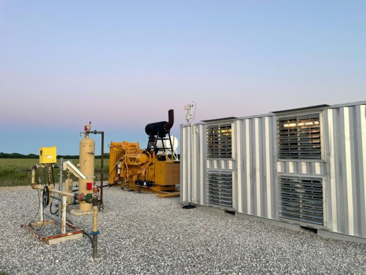 A handout photo from Giga Energy Solutions shows a natural gas generator powering a bitcoin mining center in north Texas in May 2021