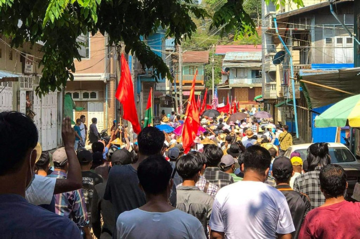 An anti-coup demonstration in Hpakant