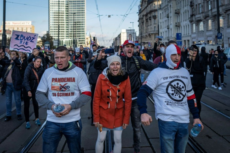 Demonstrations against coronavirus restrictions have taken place across Europe, from Portugal to Poland