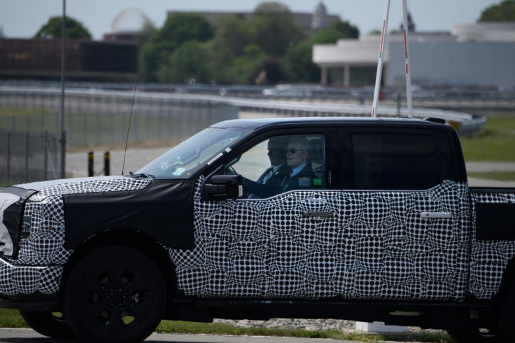 US President Joe Biden test drives Ford's new F-150 Lightning