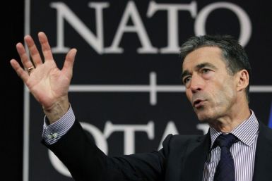 NATO Secretary General Rasmussen addresses a news conference at the Alliance headquarters in Brussels