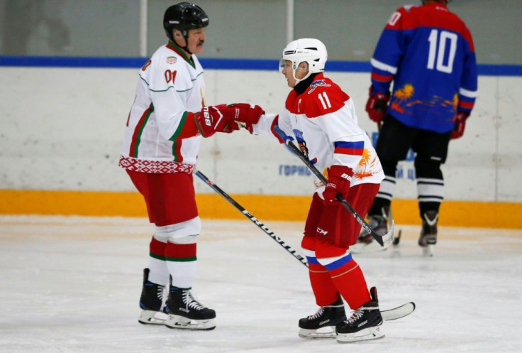 Russian President Vladimir Putin (right) and Belarusian President Alexander Lukashenko faced off in a match at Rosa Khutor in 2020