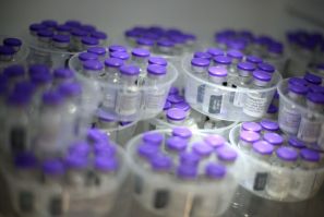 vials of Comirnaty vaccine by Pfizer-BioNTech against Covid-19
