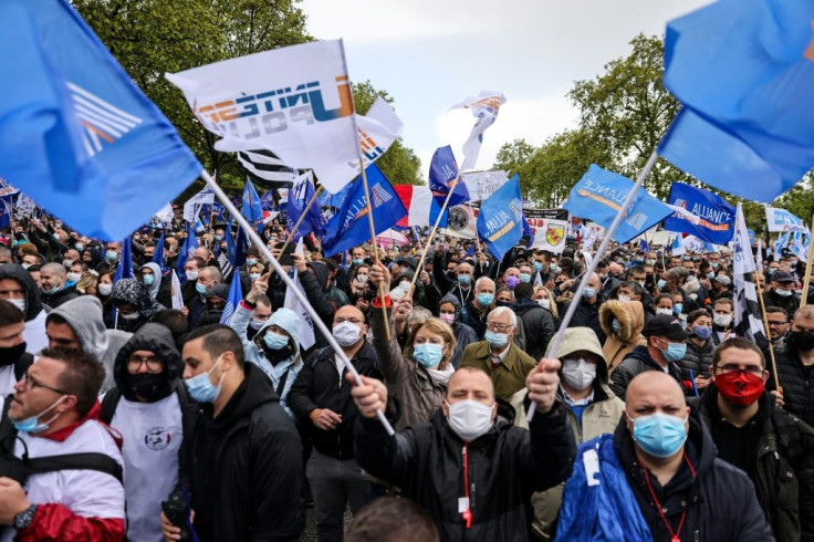 Thousands of French police officers rallied in Paris Wednesday demanding better protection