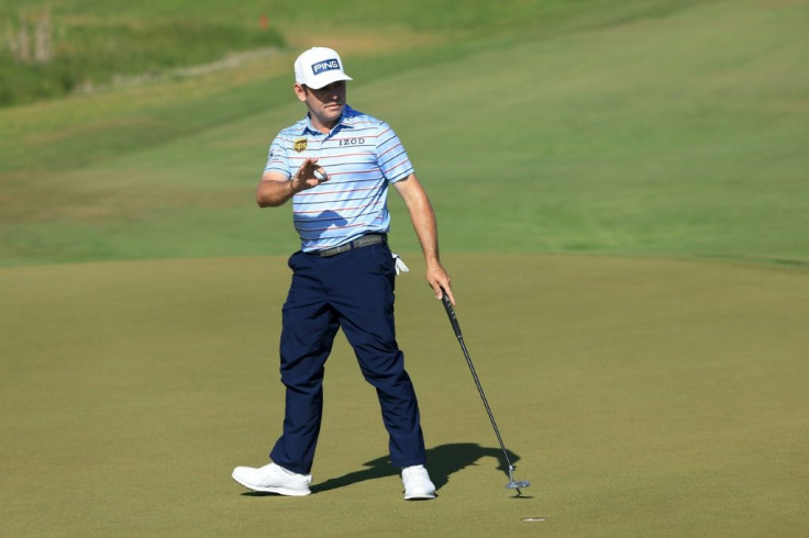 South Africa's Louis Oosthuizen has a share of the 36-hole lead at the US PGA Championship at Kiawah Island, South Carolina