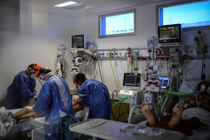 Health workers tend to a Covid-19 patient in the ICU at a hospital in Florencio Varela, Argentina in April 2021