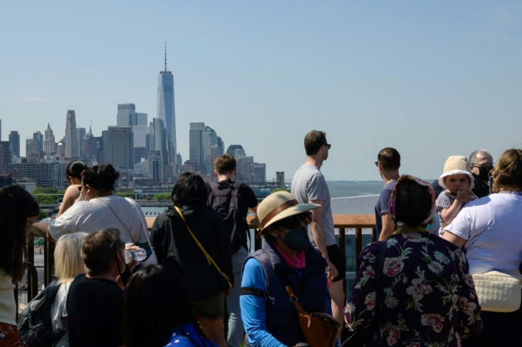 Tourists gather at lookout point on Little Island, which has 350 species of flowers