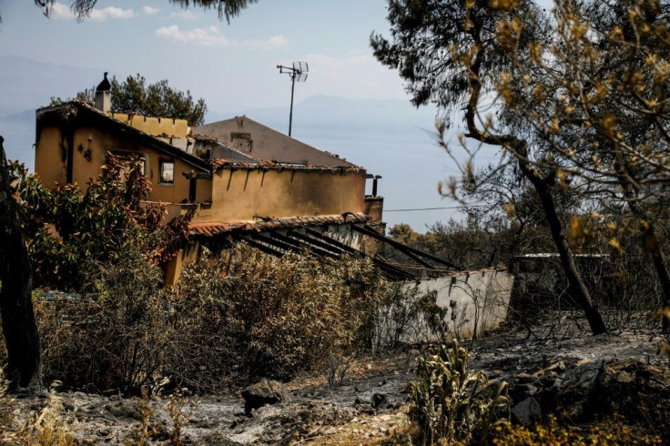 No injuries were reported but a number of houses were damaged, such as this one at Mavrolimni, west of Athens