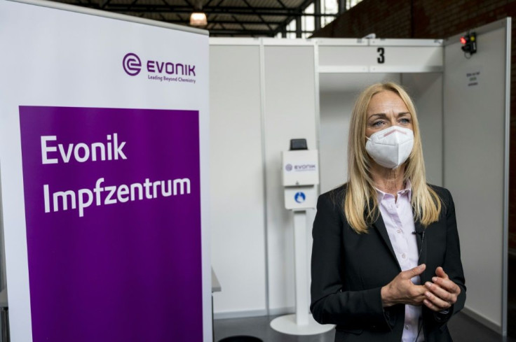 The makeshift vaccination centre at chemicals group Evonik's Hanau site, near Frankfurt, is one of several pilot projects in Germany