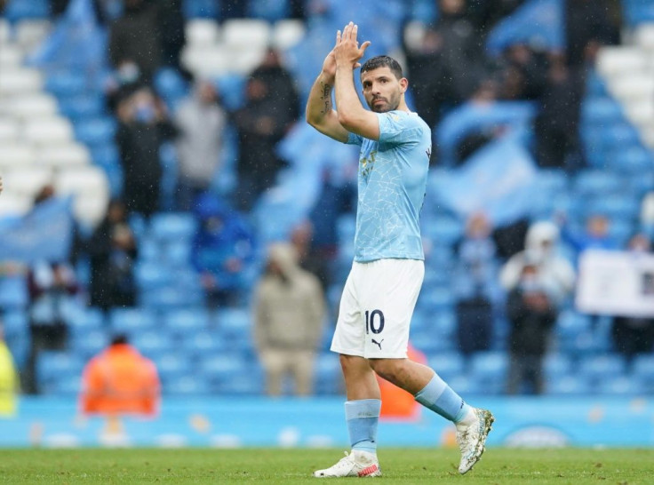 Thanks for the memories: Manchester City striker Sergio Aguero applauds the crowd