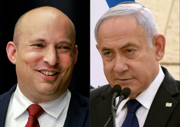 Naftali Bennett (L), leader of the right-wing religious Yamina party, could be Lapid's best, and possibly only, hope of forming a government to oust Benjamin Netanyahu (R)