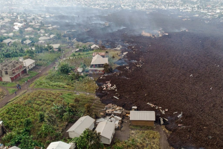 Red-hot lava from the Nyiragongo volcano swallowed up homes in its wake, although the city of Goma has largely been spared
