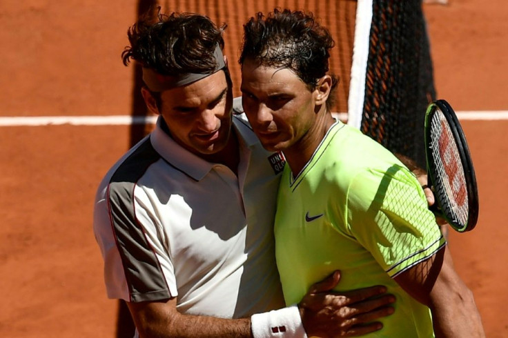 Great rivals: Roger Federer with Rafael Nadal after losing in the 2019 semi-finals