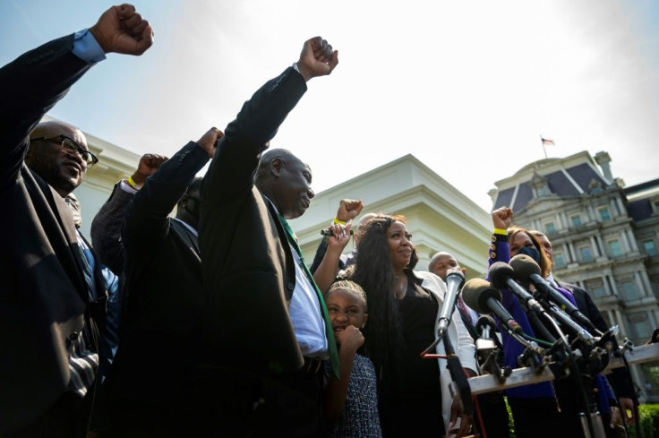 'Say his name,' George Floyd's daughter called out at the White House after several Floyd relatives met with US President Joe Biden to press for national law enforcement reform on the first anniversary of Floyd's May 25, 2020 murder by police