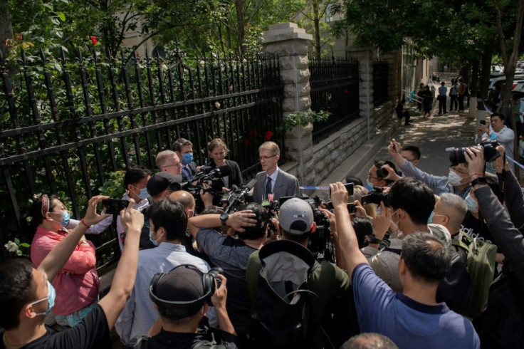 Australian Ambassador to China Graham Fletcher  speaks to journalists after being denied access to Yang Jun's trial