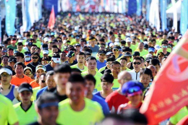 China has been in the grip of what state media calls 'marathon fever' and the government is heavily pushing exercise for all age groups
