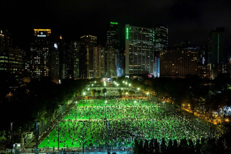 Tens of thousands of people defied the 2020 ban and massed peacefully in Victoria Park