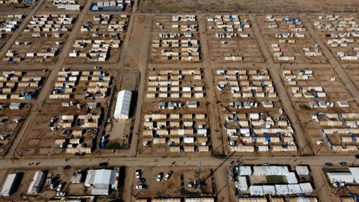 Al-Jadaa camp, south of Iraq's Mosul, hosts almost 7,500 displaced people and families of jihadists in two separate areas
