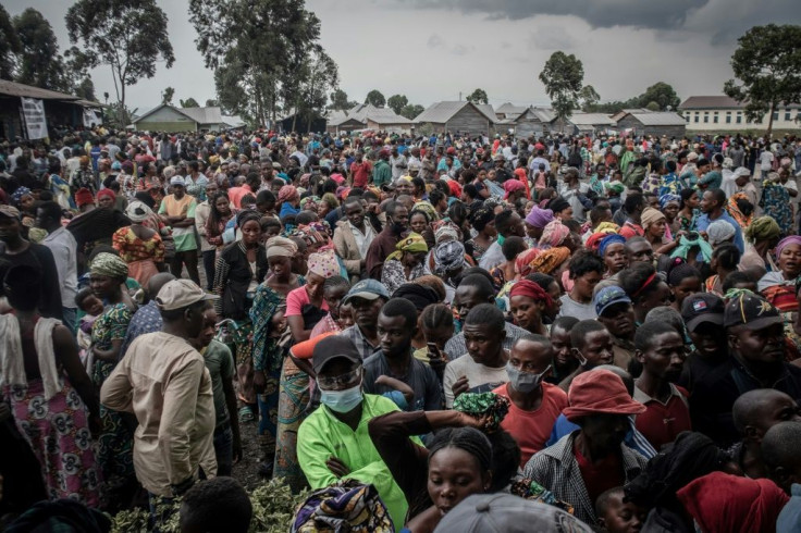 Residents who fled Goma register for aid -- tens of thousands have been displaced