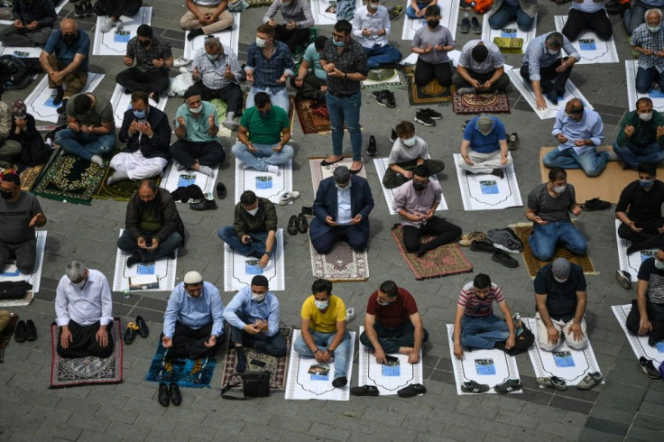 Friday prayers during the inauguration of a 4000-capacity mosque in Istanbul's iconic Taksim square