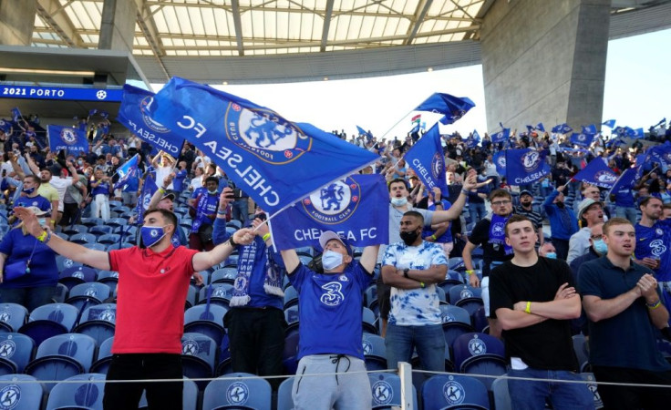 Chelsea fans in the crowd of just over 14,000 at the Estadio do Dragao in Porto