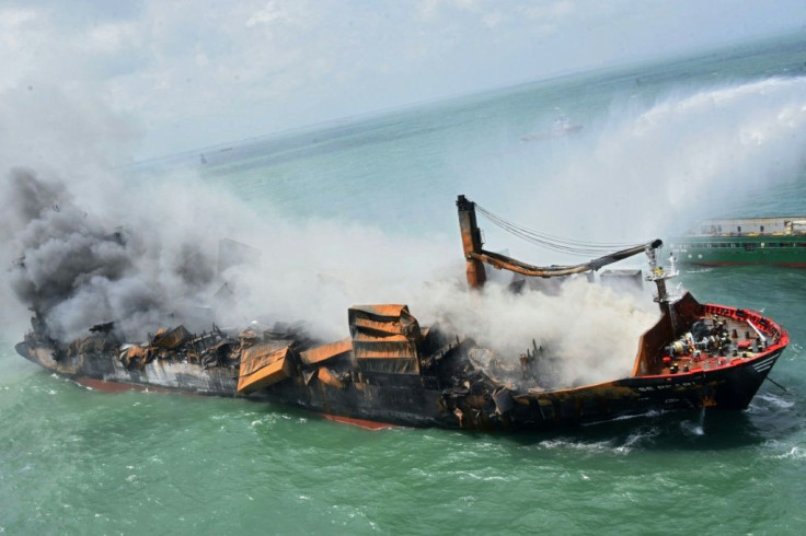 The Singapore-registered MV X-Press Pearl caught fire as it waited to enter Colombo harbour