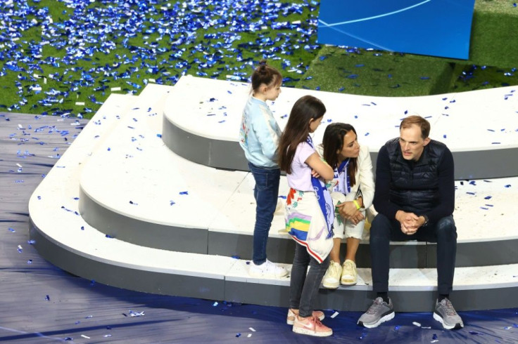 Tuchel takes in Chelsea's victory celebrations at the Estadio do Dragao with his family