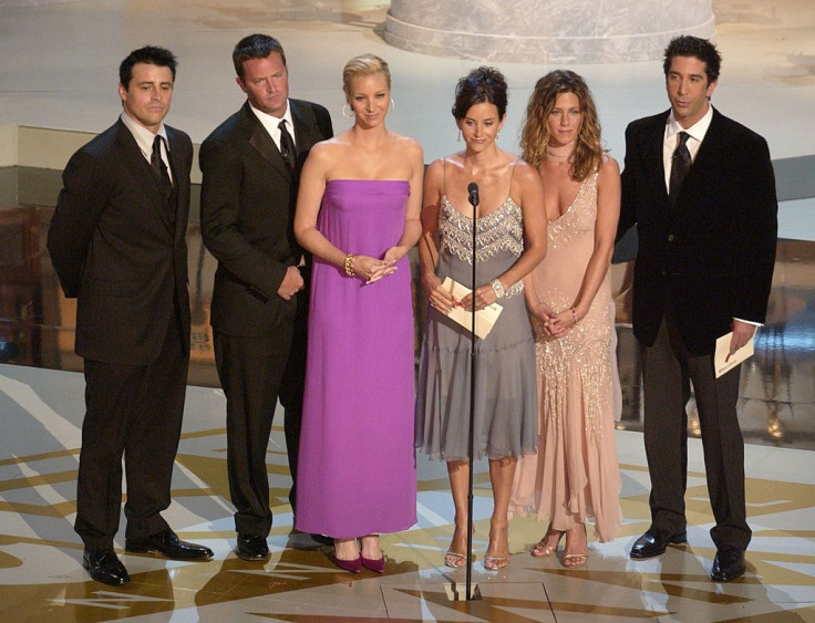 Cast members of "Friends" Jennifer Aniston, Courteney Cox, Lisa Kudrow, Matt LeBlanc, Matthew Perry and David Schwimmer